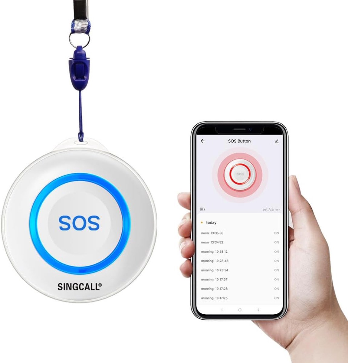 SnelShoppen - Tuya Wifi Smart SOS Noodknop voor Senioren en Kinderen, Persoonlijk Alarm voor Ouderen, Draagbare Blauwe Alarmknop, Geschikt voor Thuisg