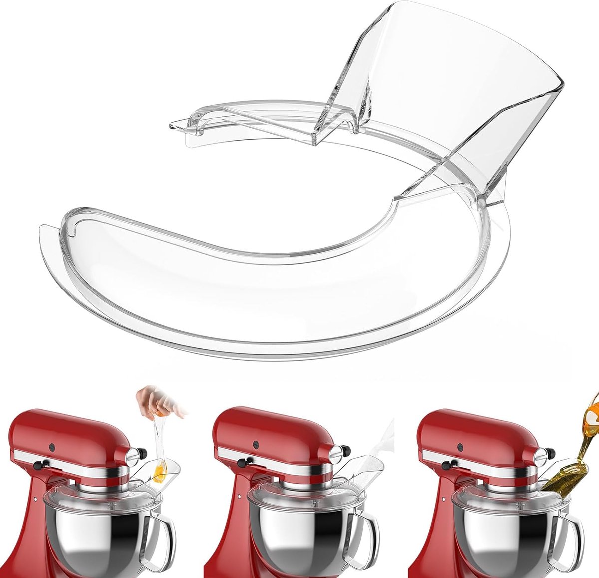 SnelShoppen - Splash Guard voor Keukenmachine 4.5 en 5-quart Tilt-Head, Perfecte Deksel voor Keukenmixers, Transparant, RVS, Glas en Keramiek, Vaatwas