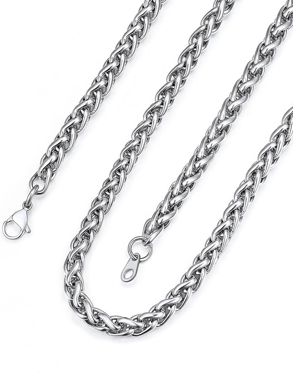 Ketting voor heren van roestvrij staal, hiphop-stijl, schakelketting in zilver/goud/zwart, lengte 46-76 cm, trendy sieraad voor elke gelegenheid