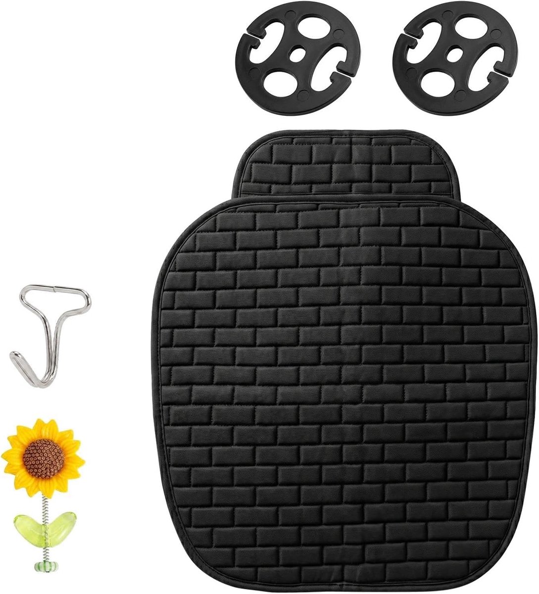 SnelShoppen - 49 x 60 cm Autostoelbeschermer - Zwart Stoelkussen voor Voorstoelen - Autostoelbekleding voor Auto, SUV & Vrachtwagen - Universele Maat
