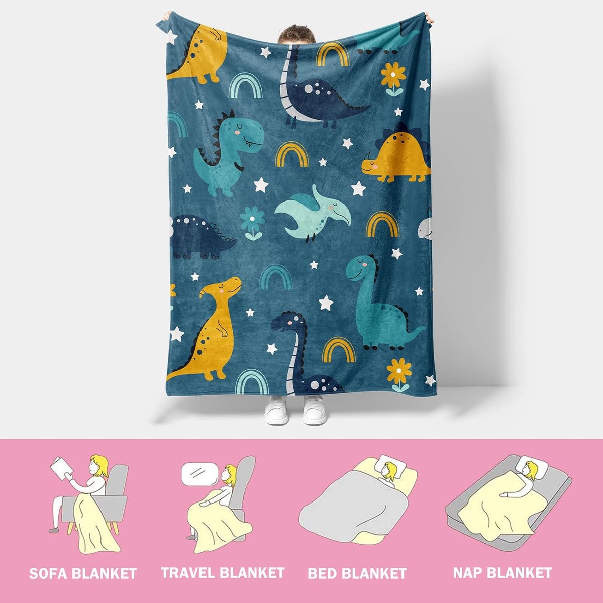 SnelShoppen - Cuddly Deken voor Kinderen, Unicorn Knuffeldeken, Zachte Roze Flanellen Deken, Fleece Deken 150x200 cm, Perfect als Cadeau voor Meisjes,