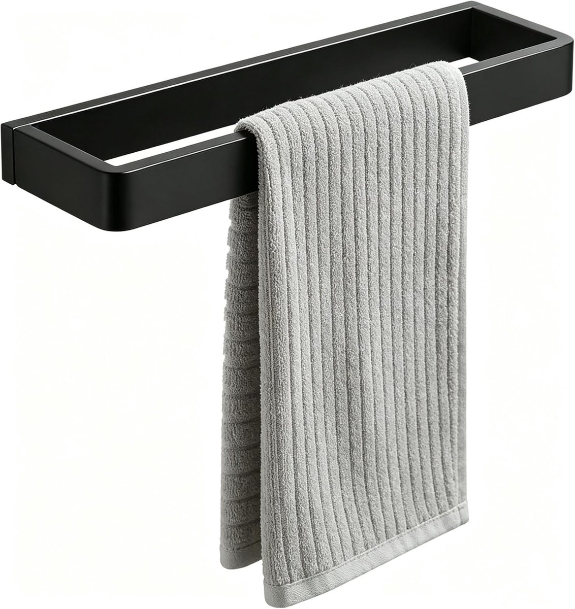 SnelShoppen - Badkamer Handdoekstang Mat Zwart 40cm - 304 RVS Handdoekenrek Hanger Wandmontage - Stijlvolle Bad Accessoires voor Keuken en Badkamer