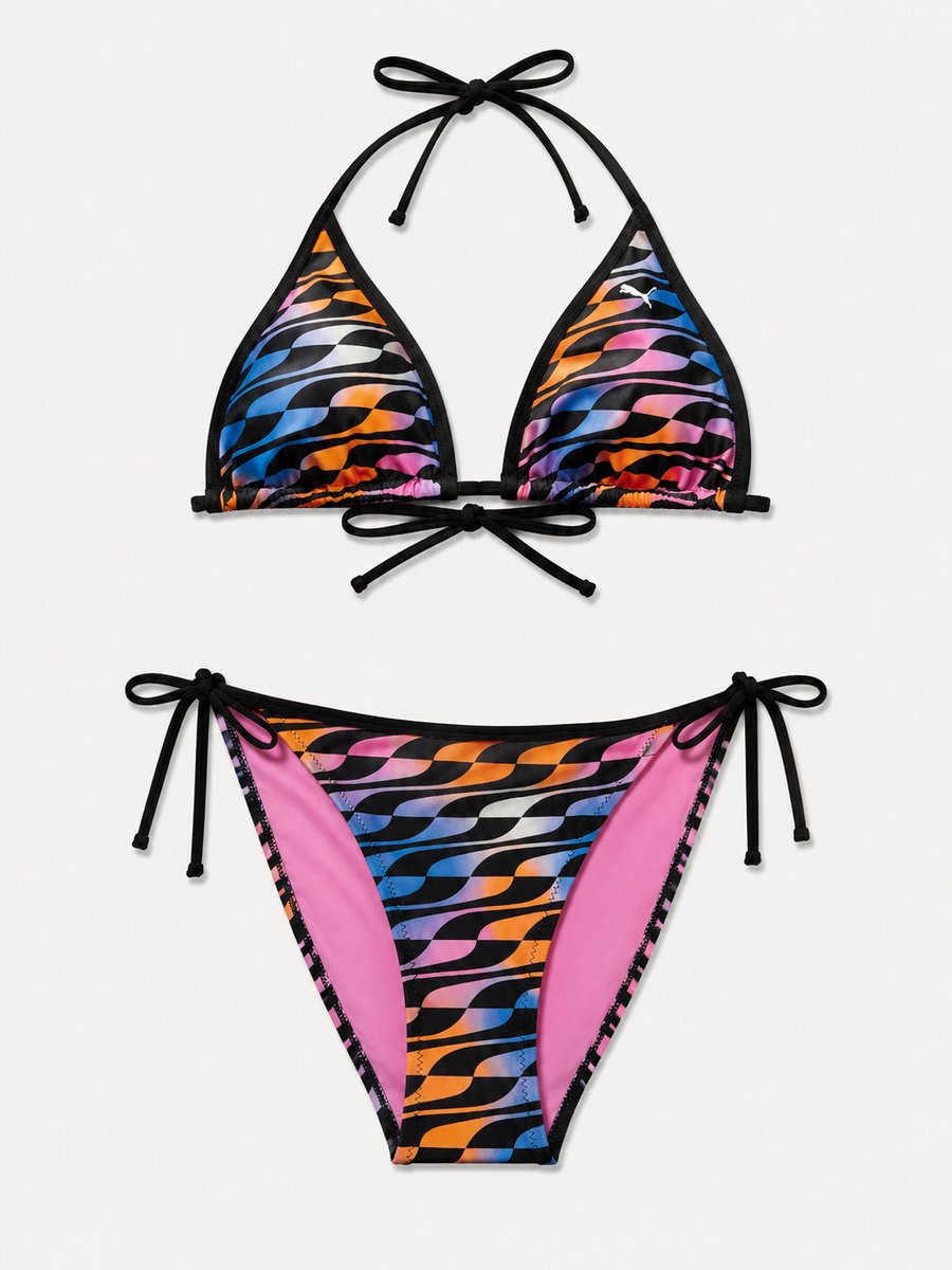 Puma triangel bikini padded top combo Zwart