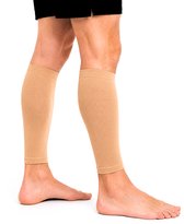 KANGKA Compressie Kuitbrace maat S - Scheenbeen Brace - Calf Compression Sleeve - Elastisch Scheenbeen bandage - Beige