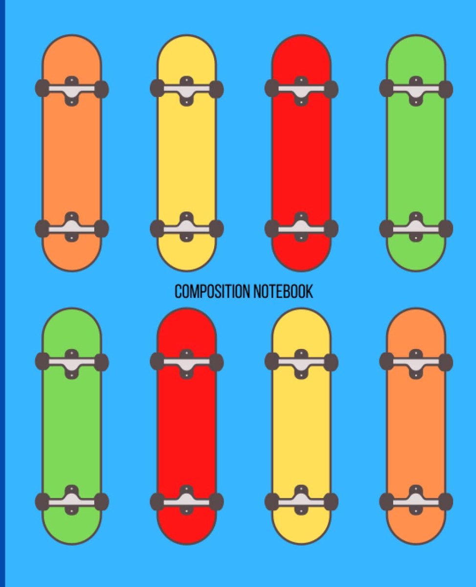 SnelShoppen - Composition Notebook Skateboard Design - Breed Regelnotitieboek 7.5" x 9.5" - 120 Pagina's Voor School, Notities, Dagboek, Cadeau