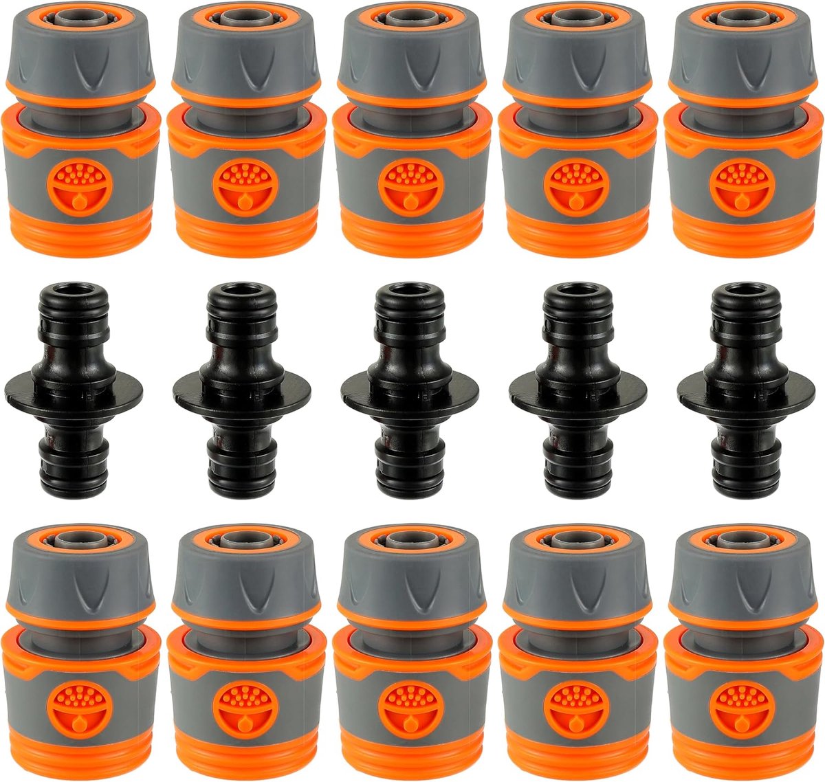 SnelShoppen - 15-delige Tuinslang Connector Set - 1/2 Inch Slangverbindingen - Duurzaam ABS + TPR - Perfect voor Tuinwerk en Watergeven