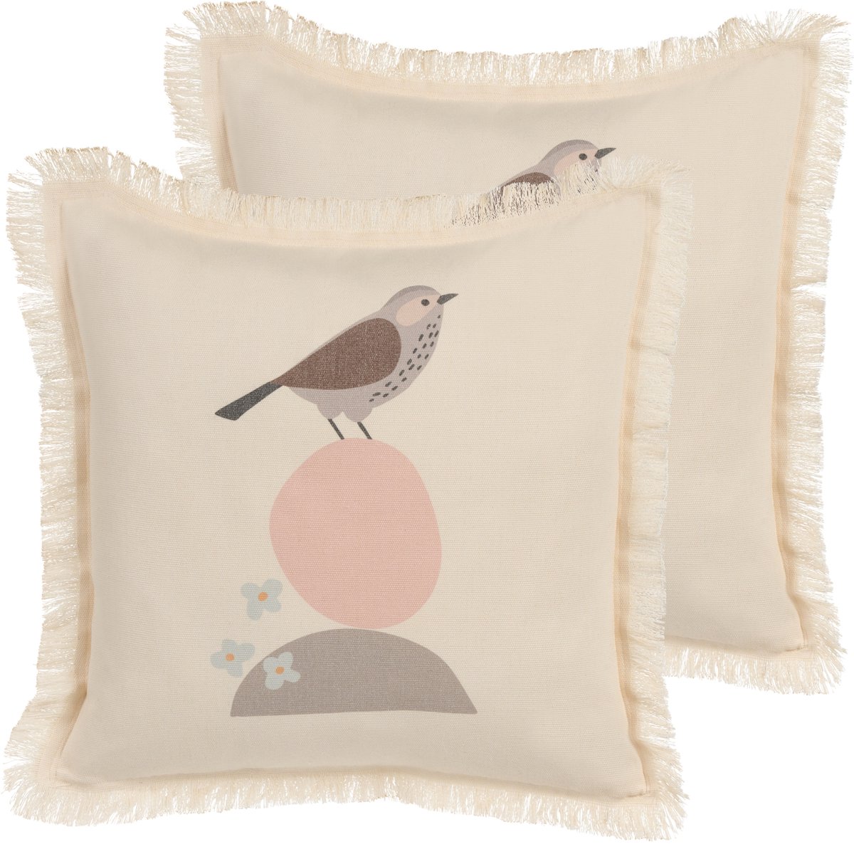 Beliani WATTLE - Sierkussen set van 2 - Lichtbeige - 60 x 60 cm - Polyester
