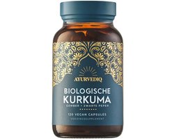 Curcuma Capsules - BIO Organic - Turmeric - Ayurvediq - Curcumine - Kurkuma Biologisch - met gember en zwarte peper extract - 120 stuks