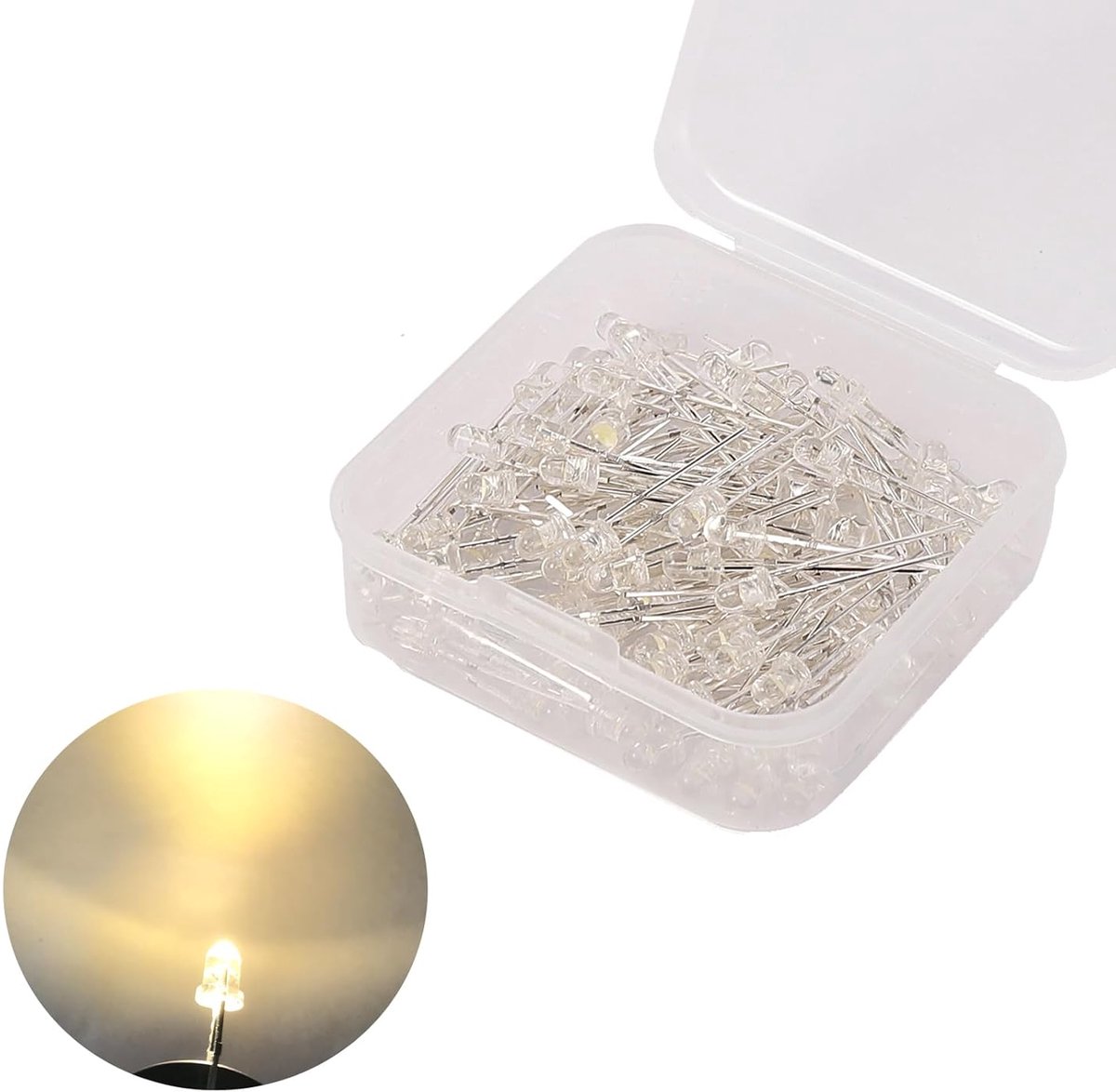 SnelShoppen - 3mm LED Diodes Warm White Light 120pcs Kit - 3V 2-Pin Luminous Diodes - Perfect voor Feest, Tuin, Decoratie, Creatieve Projecten