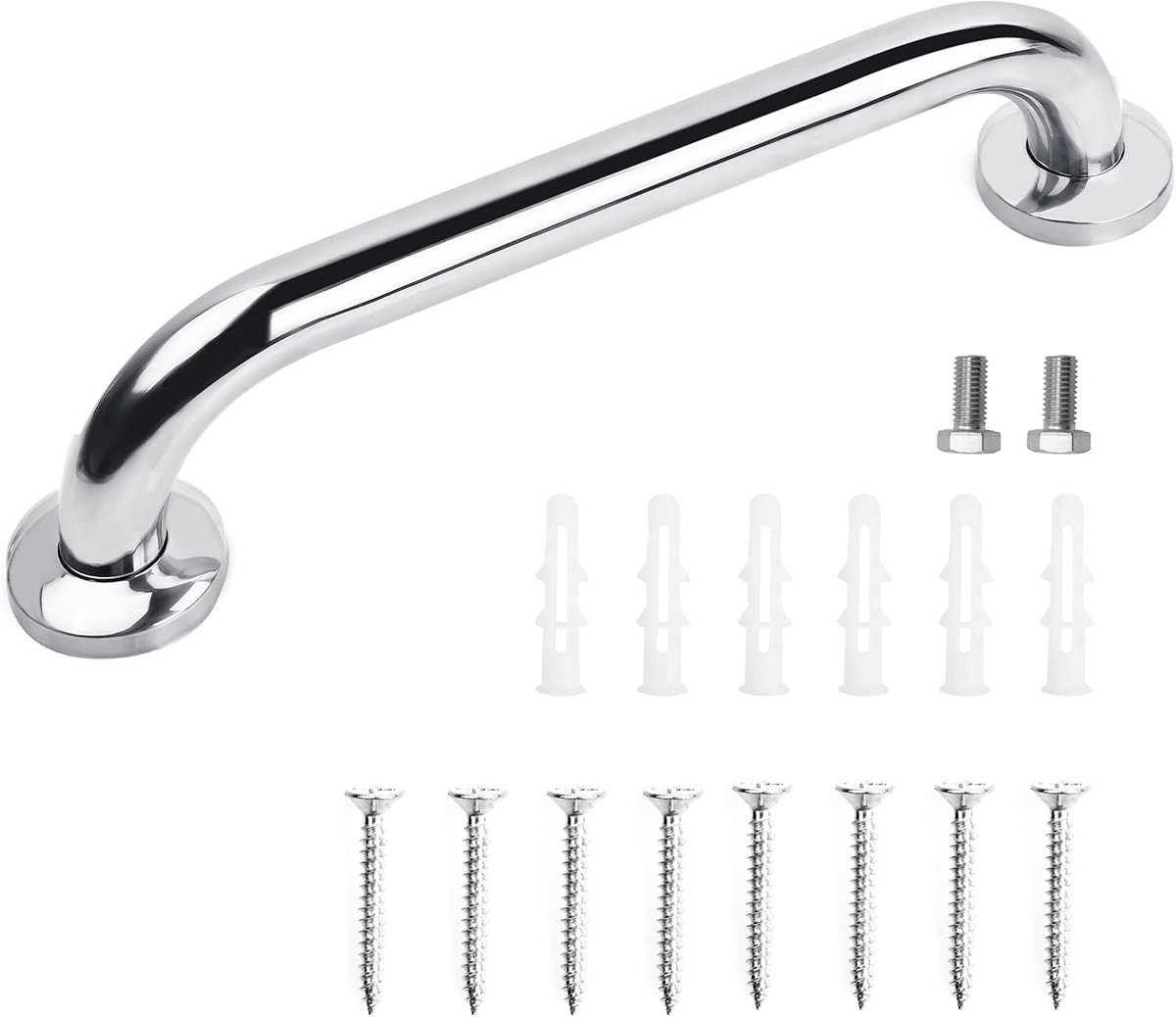 SnelShoppen - RVS Handgreep Douche 30 cm - Veiligheids Handrail voor Senioren - Antislip Badgreep Handvat - Roestvrij Staal - Badkamer Douche Veilighe
