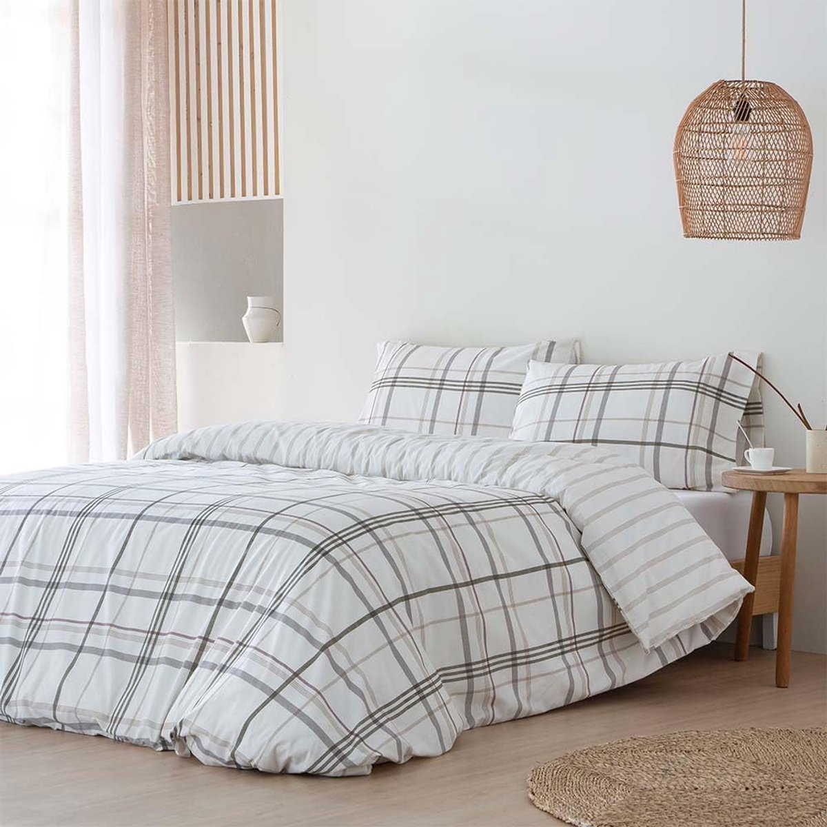 SnelShoppen - Duvet Cover 240 x 220 cm, 100% Percale Katoen, 200 Draadcount, Beige, Inclusief 2 Kussenslopen met Knoopsluiting, Öko-Tex-gecertificeerd