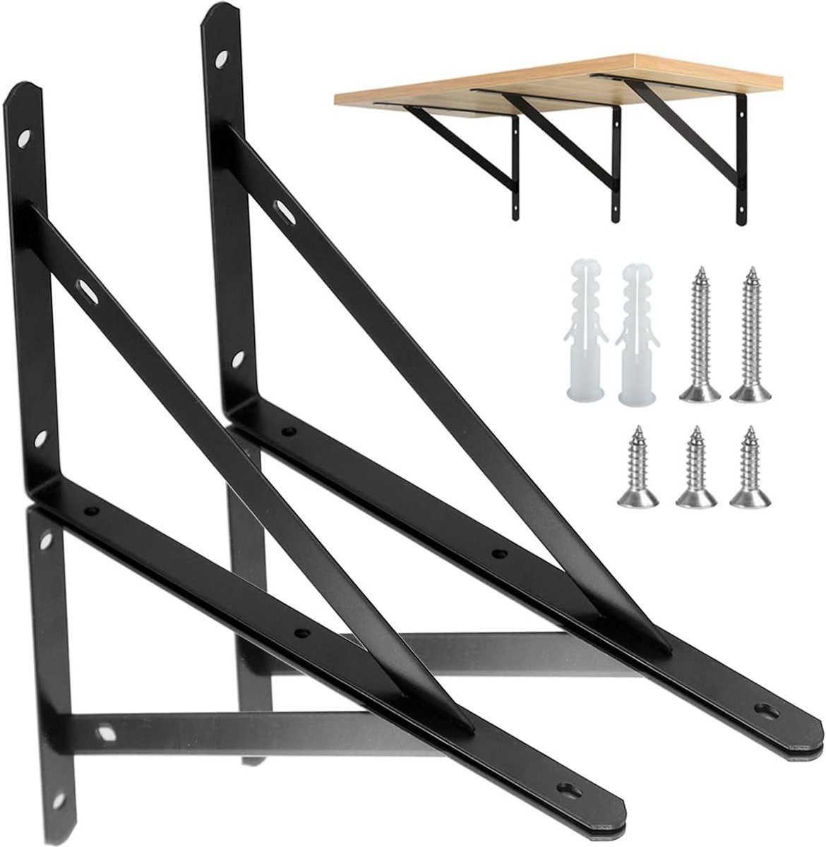 SnelShoppen - Pack van 4 Heavy Duty Planksteunen, 90 Graden Wandhoek, Metaal Plankbeugels met Schroeven, Wandplankondersteuning, IJzer, Hoeksteun (25×