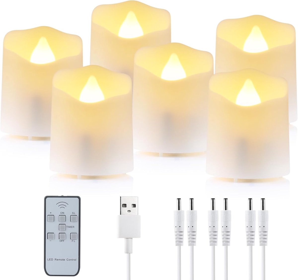 SnelShoppen - LED Flickering Flameless Tealights - Oplaadbare Kaarsen met Timer en Afstandsbediening - Decoratieve Elektrische Kaarsen voor Bruiloften