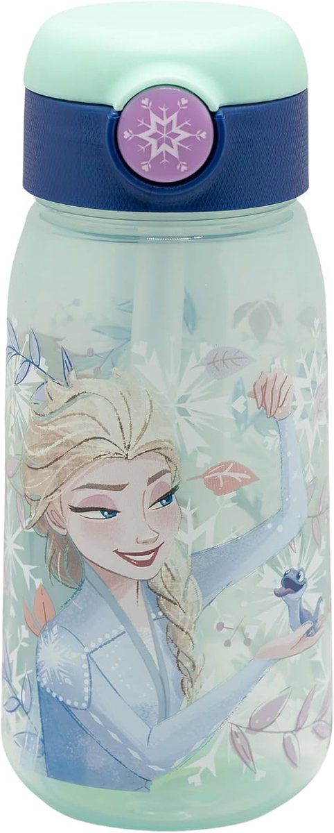 SnelShoppen - Active Bottle 510 ML FROZEN SNOWY TALE - BPA Vrij Drinkfles met Rietje voor Kinderen - Ideaal voor Feest, Camping en Sport