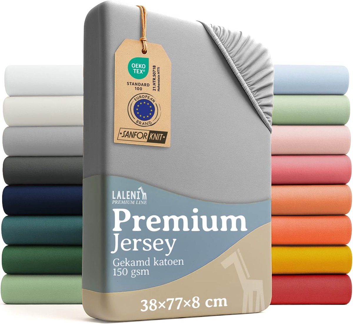 SnelShoppen - 2 Pack Fitted Sheet voor Ledikant of Draagwieg - Ademend Katoen, 100% Katoen (150gsm), 77x38cm, Lichtgrijs - Perfect voor Baby's
