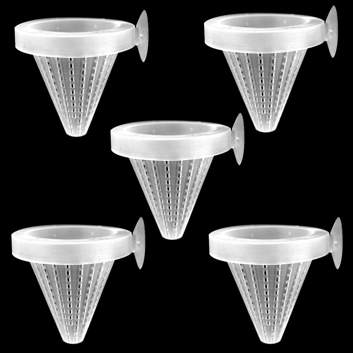 SnelShoppen - Aquarium Voederdispenser voor Rode Wormen - 5 Stuks Bloedwormen Voeder Funnel - Levend & Bevroren Visvoer - Cone Feeder met Zuignap