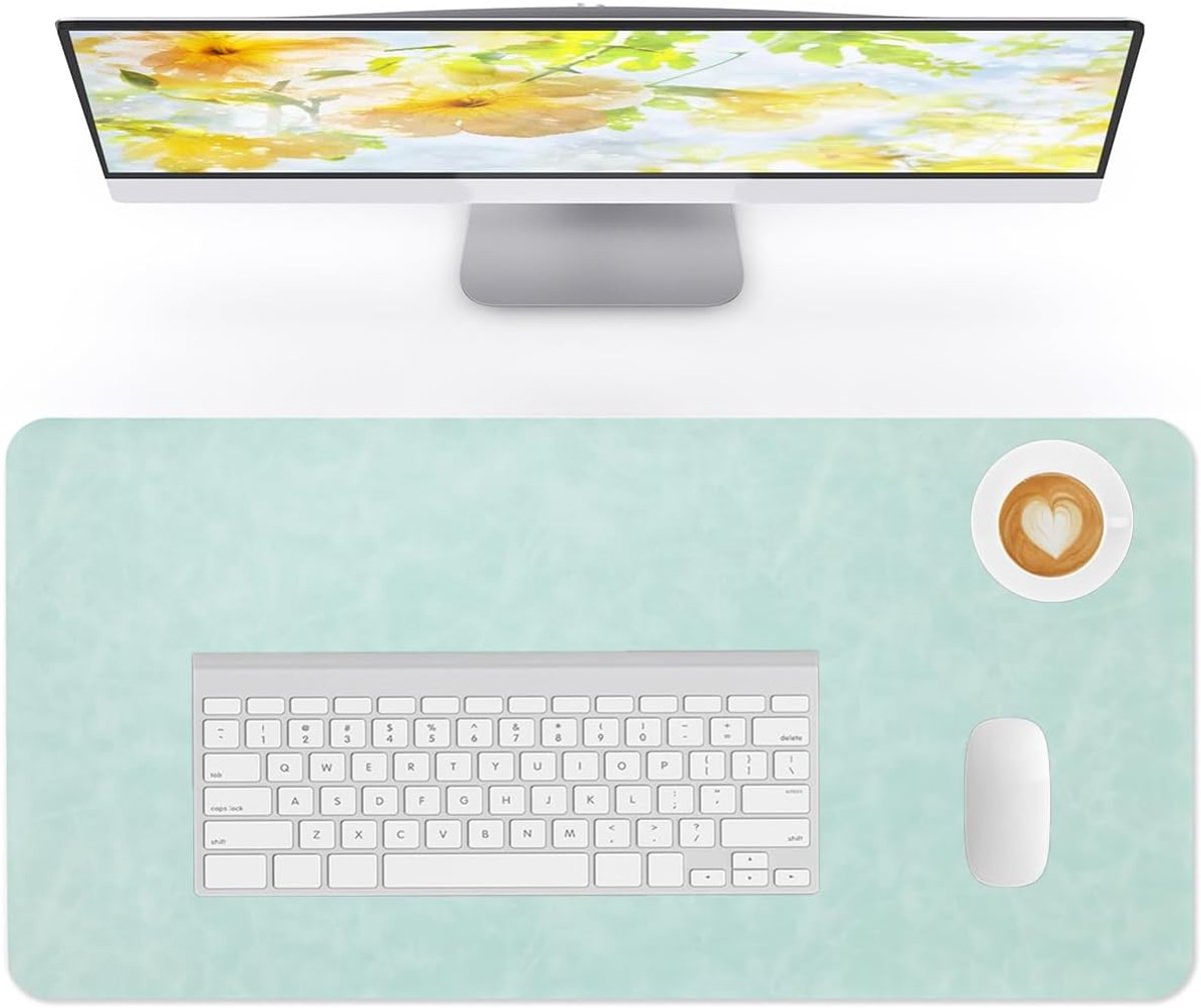 SnelShoppen - Grote Desk Pad Muismat - Waterdichte PU Leer Bureau Bescherming - Lichtgroen 60x35cm - Non-Slip Schrijfoppervlak voor Kantoor en Thuis