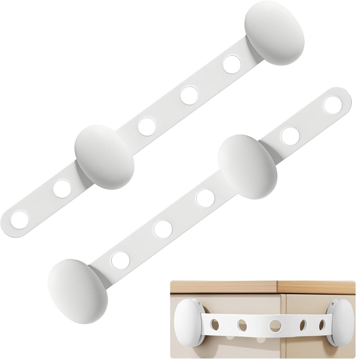 SnelShoppen - 2Pcs Verstelbare Kinderveiligheidsloten, Universele Babyveilige Sloten, Zelfklevende Lock voor Lades, Koelkasten, Toiletten, Kasten - Wi