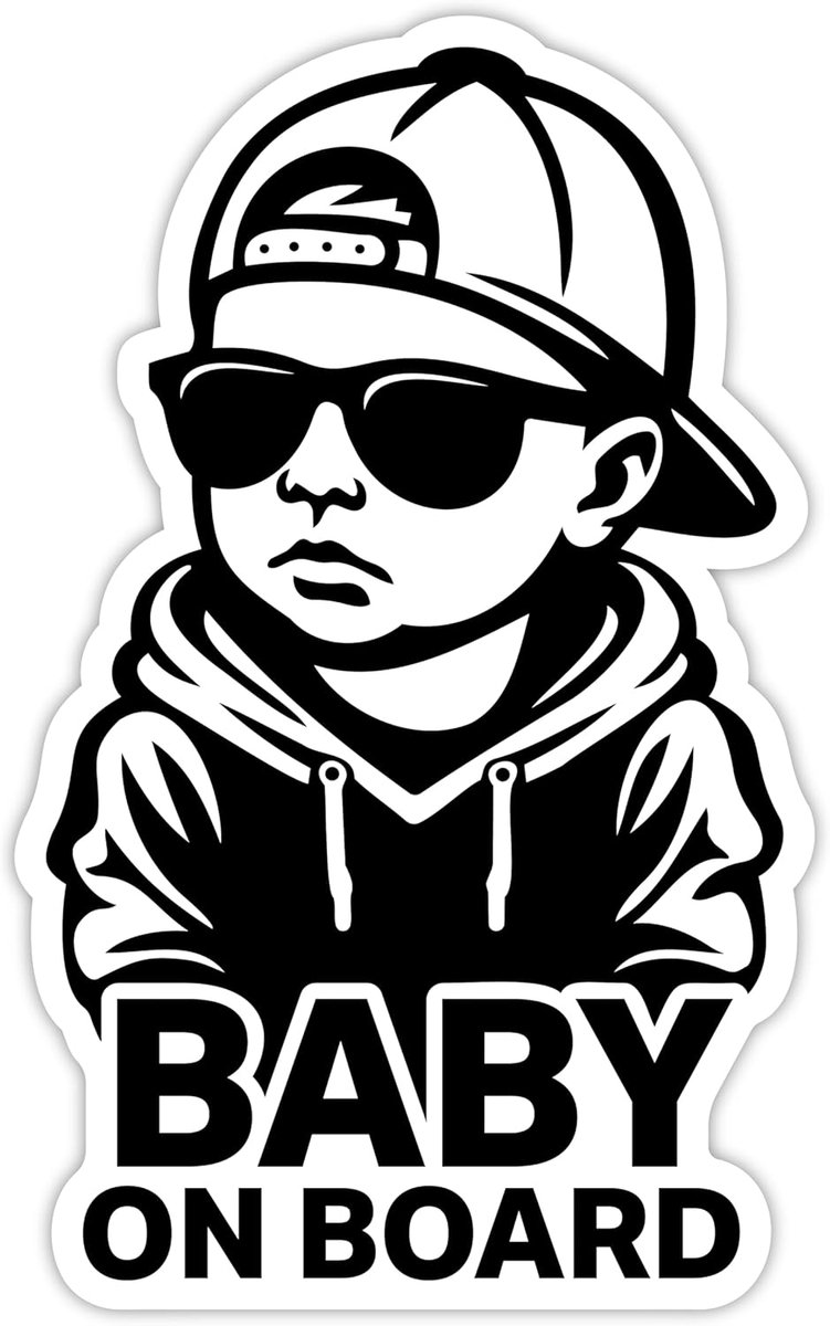 SnelShoppen - Baby on Board Autosticker, Kind in de Auto, Weerbestendig, UV-bestendig, Zelfklevend, Gelamineerd, Krasbestendig, 15 x 9,5 cm, Exclusief