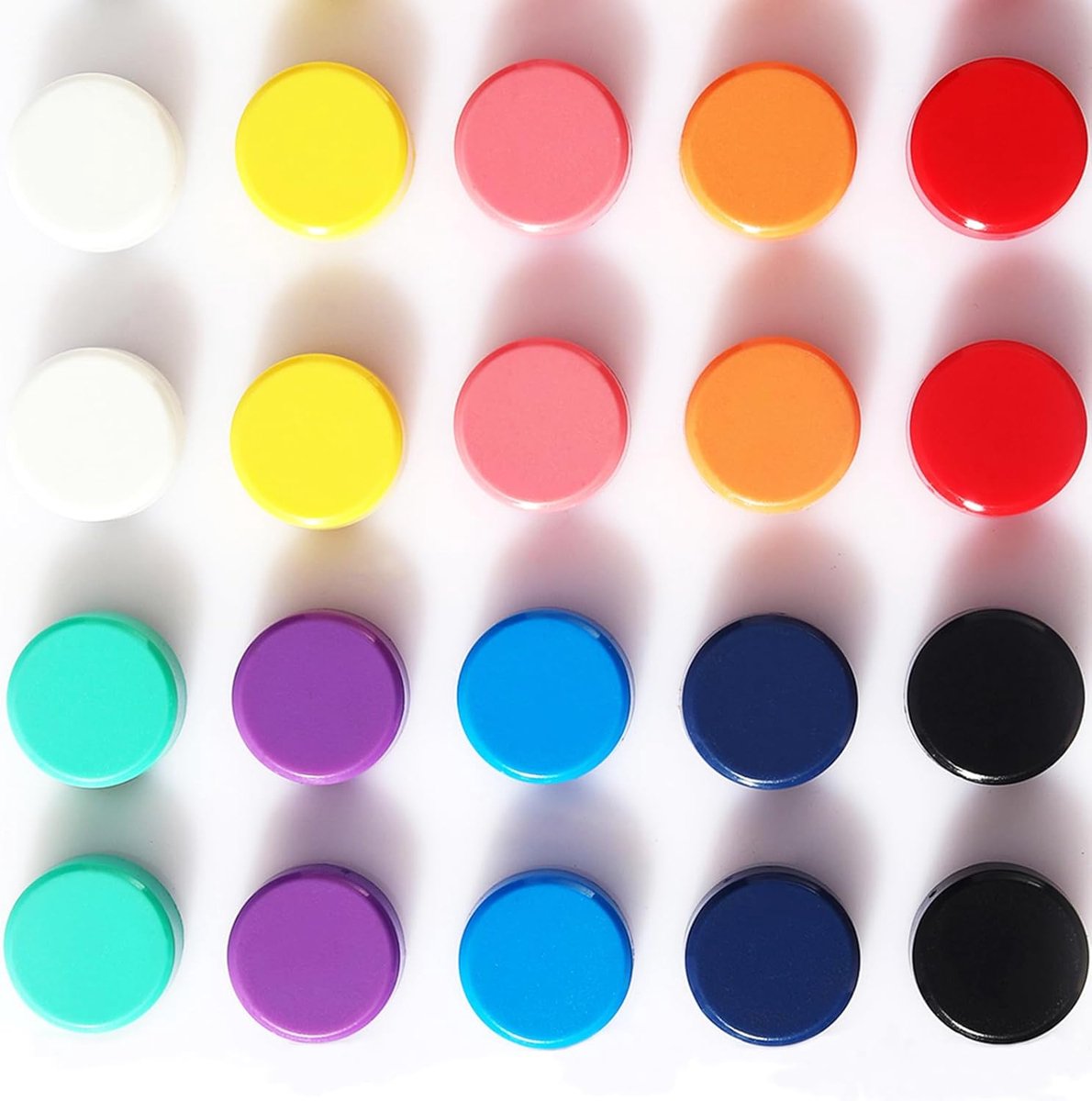 SnelShoppen - Magneten voor Magnetisch Bord, Whiteboard, Koelkast - Kleurrijke Bord Magneten (10 Kleuren, 20 Stuks) van Neodymium, Sterk en Corrosiebe