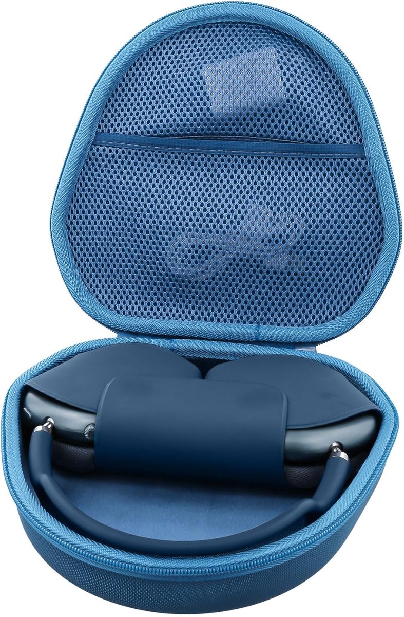 SnelShoppen - Hard Case voor Apple AirPods Max Draadloze Over-Ear Koptelefoon - Navy Blauw - Beschermhoes voor Opslag en Transport - Perfecte Organisa