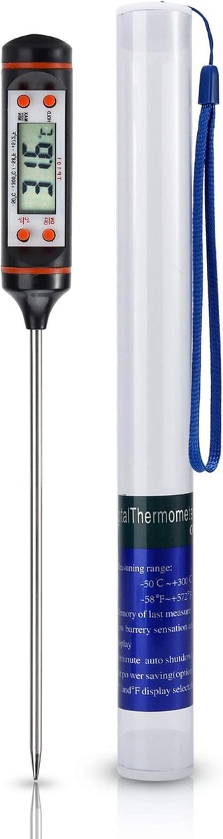 SnelShoppen - Digitale Thermometer - Keuken Thermometer - Zwart - Voor Grilling, Oven, Babyvoeding - Nauwkeurig en Gebruiksvriendelijk