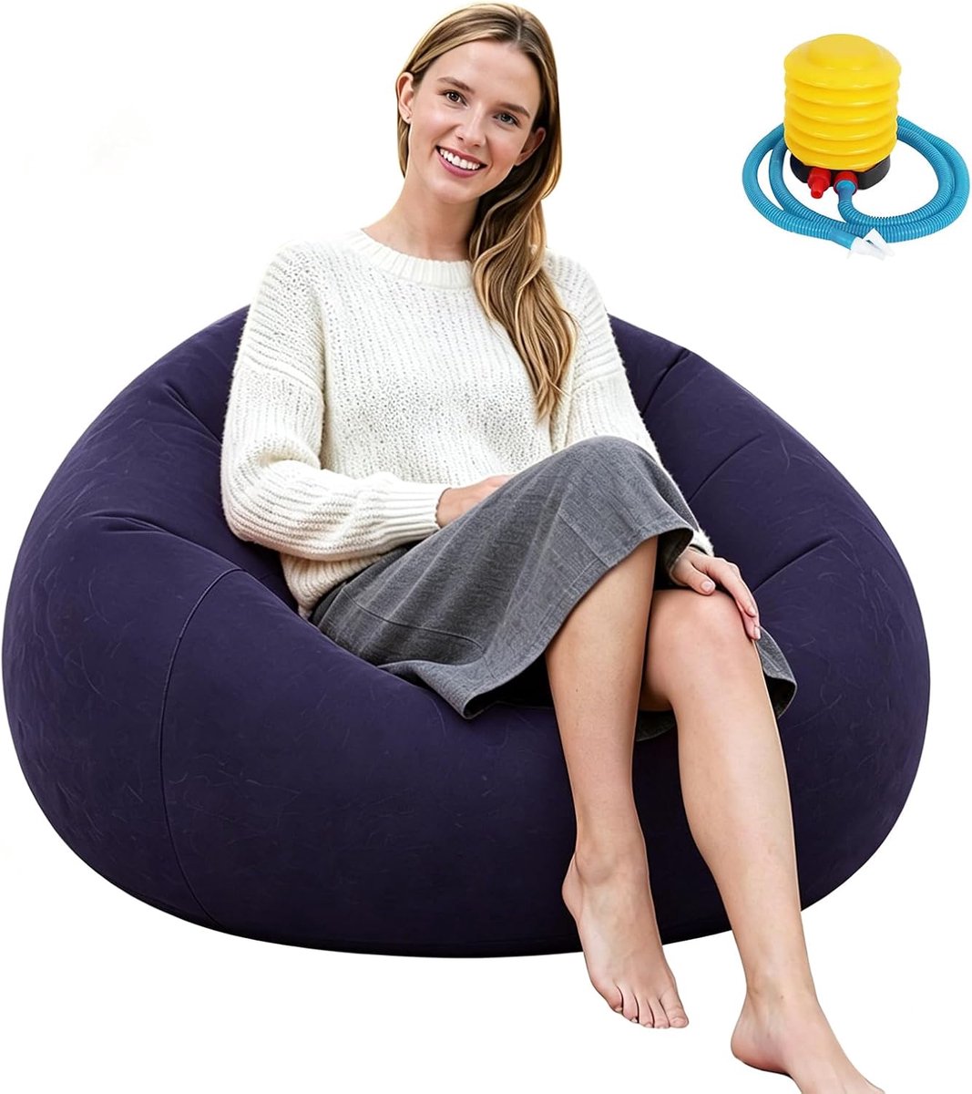 SnelShoppen - Air Sofa Inflatable Chair 105x105x60 cm - Ultra Zacht Opblaasbare Stoel - Duurzaam PVC - Ideaal voor Tuin, Camping, Feest, Binnen en Bui