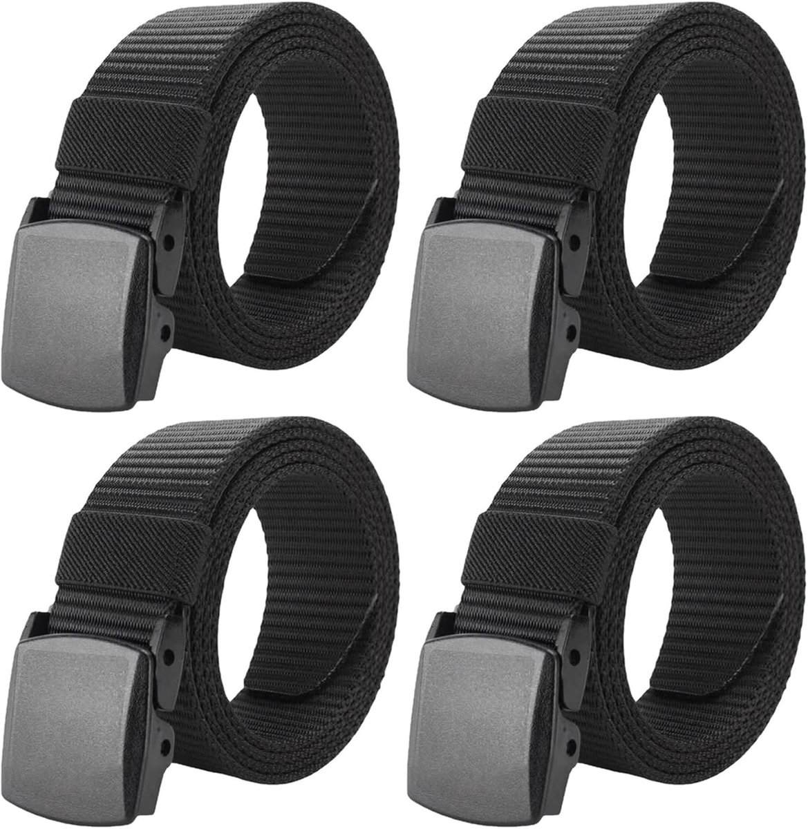 4 Stuks Gevlochten Riemen voor Mannen, Verstelbare Nylon Riem zonder Gaten, Lichtgewicht en Duurzaam voor Dagelijks Gebruik en Wandelen