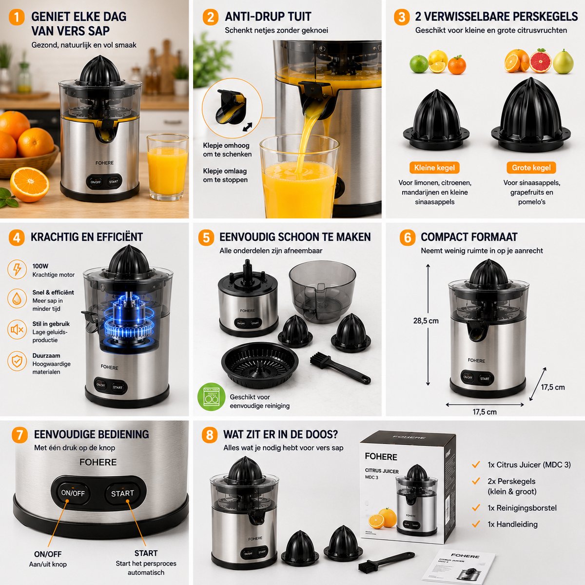 Fohere Citrus Juicer - Model MDC 3 - Elektrische citruspers
