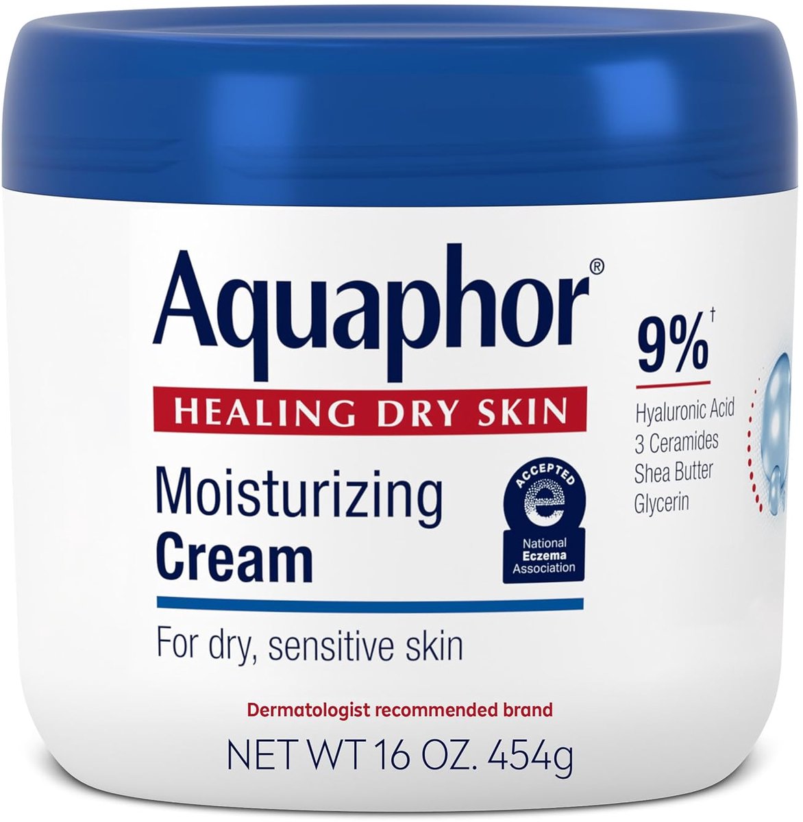 Aquaphor Moisturizing Face & Body Cream – 48 Uur Hydratatie – Gezichts- & Bodycrème voor Droge Huid – 454 g