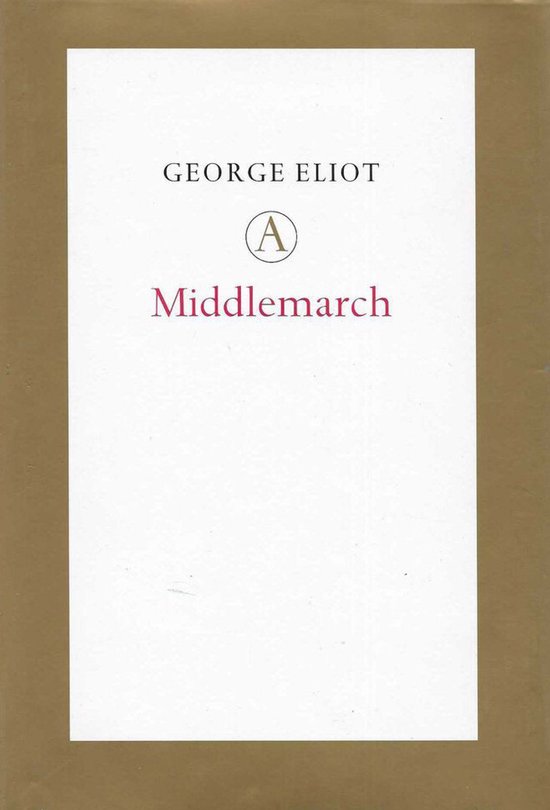 Boekomslag van "Middlemarch" door George Eliot met een gouden rand.