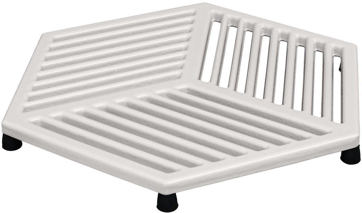 SnelShoppen - Hittebestendig Gietijzeren Trivet Stand - Natuurlijke Canvas Wit - 24.5cm - Voor Keuken Werkblad en Hot Pannen - Oven en Vaatwasmachineb