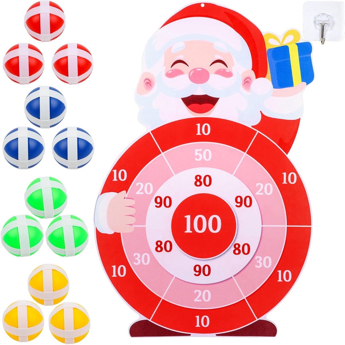 SnelShoppen - Kerst Dartbord met Tape, 76 cm Felt Dartbord voor Kinderen 3-9 Jaar, Dart Gooi Spel voor Kerst, Speelgoed, Kerstdecoratie