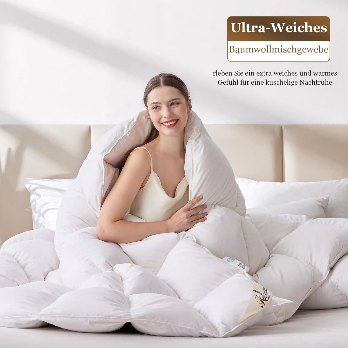 SnelShoppen - Down Duvet 155x220 cm, Warm Winter Deken, 2000 g Vulling, Oeko-Tex & RDS Gecertificeerd, Ideaal voor Lente en Herfst