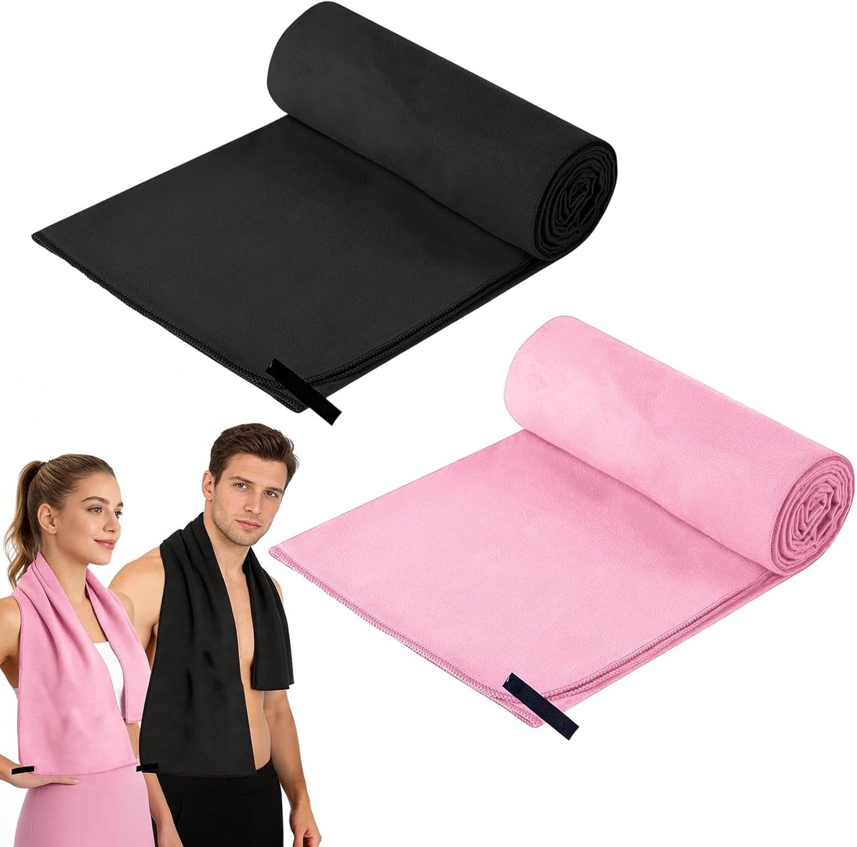 SnelShoppen - Microvezel Handdoek 2 Stuks - Sneldrogend, Lichtgewicht Sporthanddoek voor Dames en Heren - Absorberend, Ideaal voor Yoga, Strand, Douch