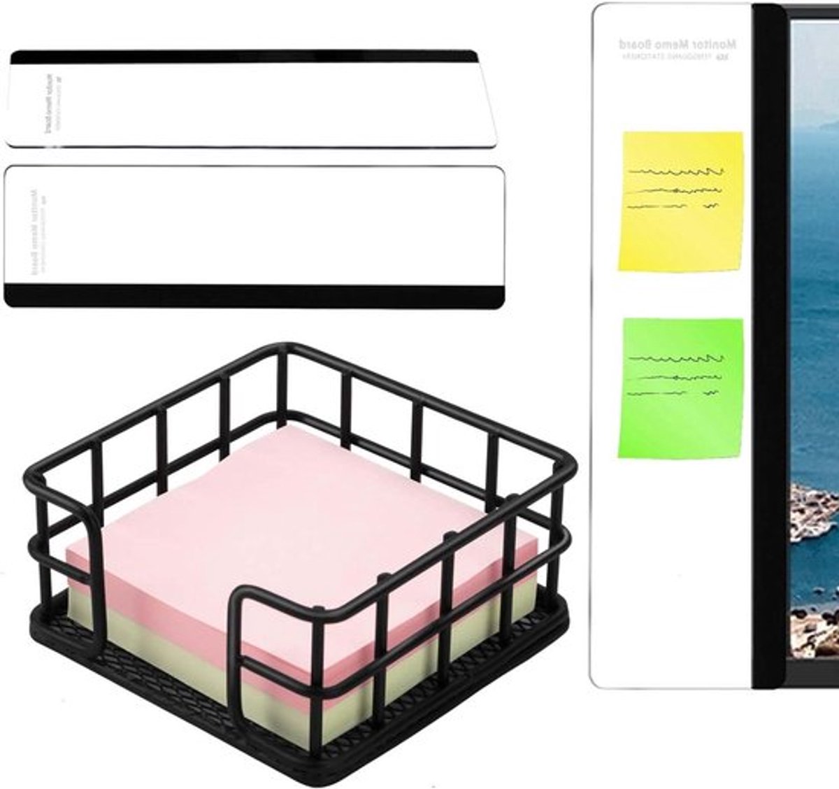 Notitiehouder met memo-bord voor kantoor- en bureau-accessoires