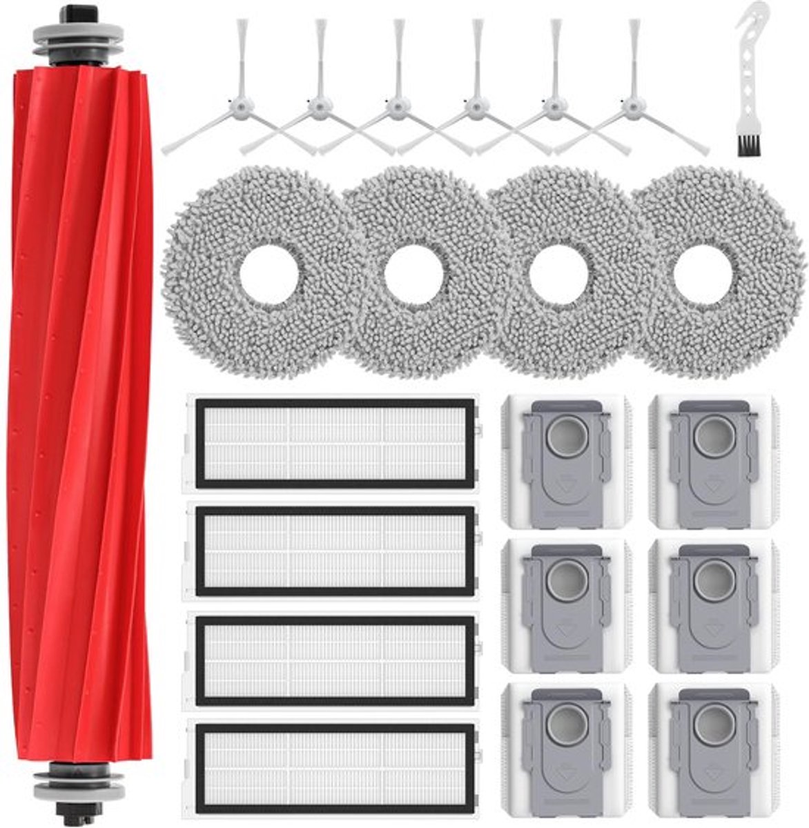 Accessoires 22 stuks - Compatibel met Roborock Qrevo S/Qrevo Pro/Qrevo Max V - Reserveonderdelen - Slijtvast - Klitvrij - Hoogwaardig PP en siliconen - Robotstofzuigeronderdelen