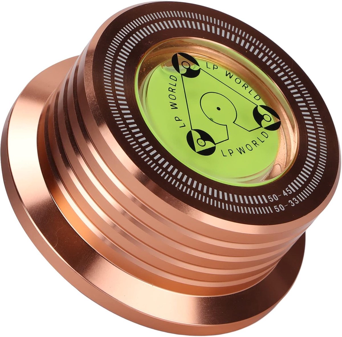 SnelShoppen - Metal Plate Weight voor LP Vinyl Record Players, Aluminium Disc Stabilizer met Spirit Level, Rose Gold, Elimineer Vibration en Stabilise