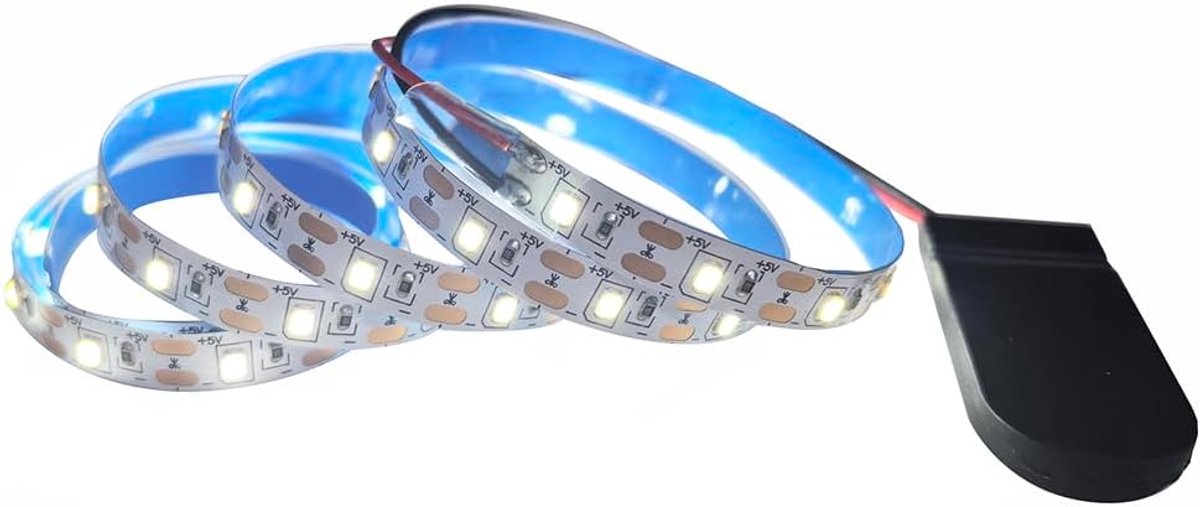 SnelShoppen - Flexibele LED Strip 1M Wit 6500K - 60 LEDs/s - Knipbaar en Buigbaar - Batterij Aangedreven - Ideaal voor TV Achtergrondverlichting, Deco