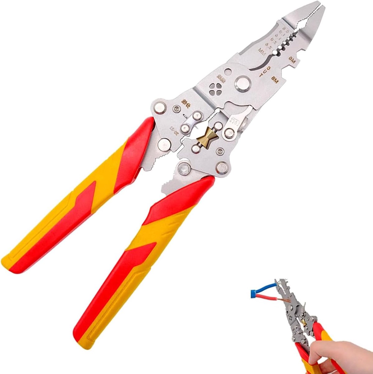 SnelShoppen - 14-in-1 Kabelsnijders, Draadknippers, Multifunctionele Stripgereedschap VDE voor Koper/Aluminium, Kabelsnijders voor Knippen, Strippen,