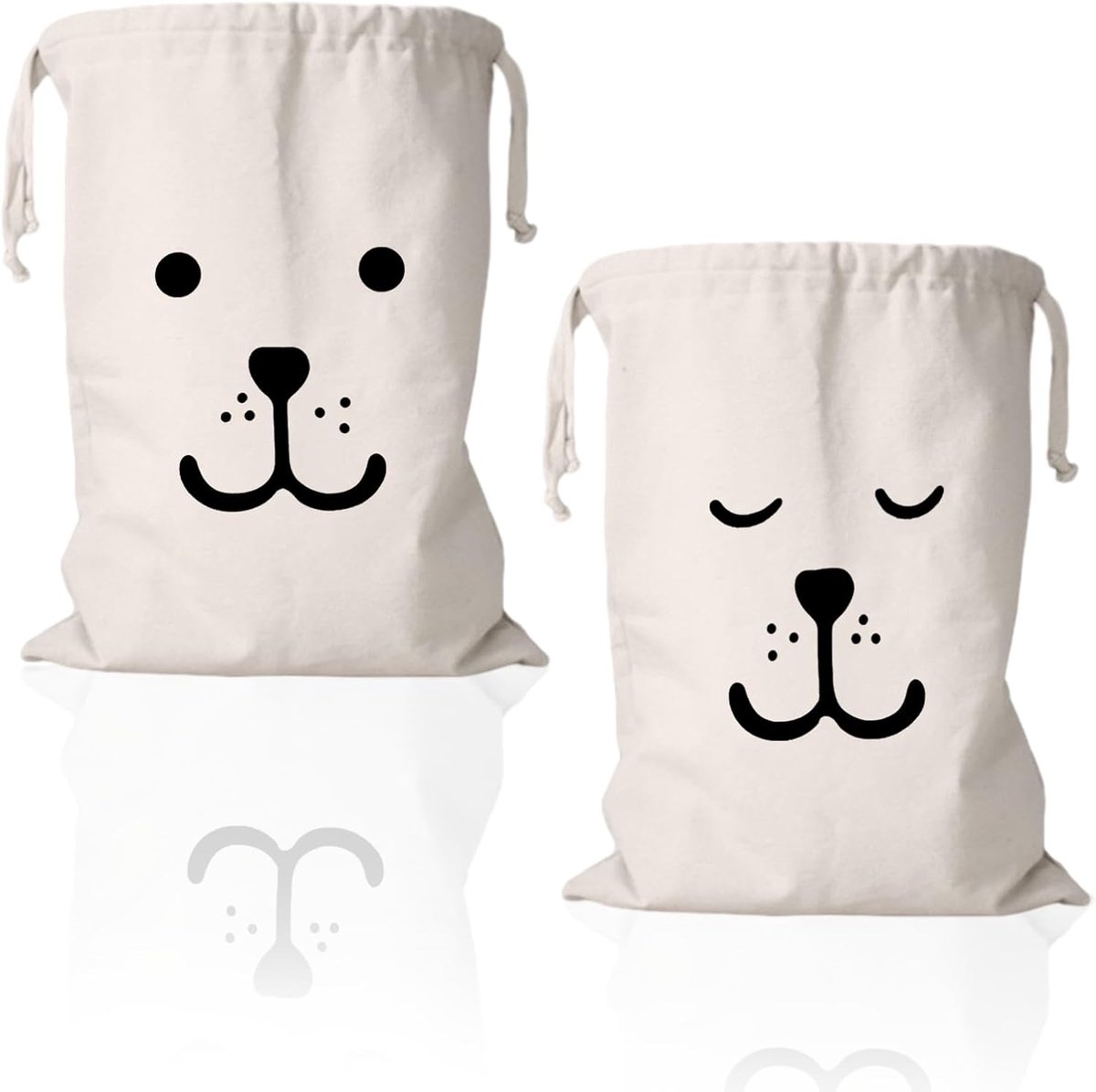 SnelShoppen - 2 Stuks Wasbare Grote Katoenen Trekkoord Tas Speelgoed | 50x60cm Herbruikbare Waszak Voor Kleding, Speelgoed, Camping, Kinderen, Tuin, K