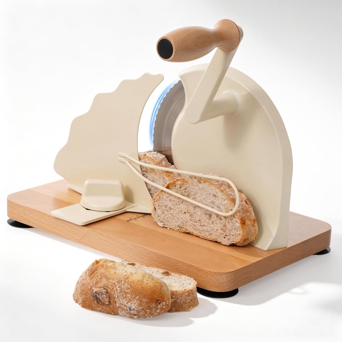 SnelShoppen - Handmatige Broodsnijder met Schaallijnen, Zuignapjes, Verstelbare Dikte, RVS Mes, Retro Design voor Thuis, Cafés en Bakkerijen