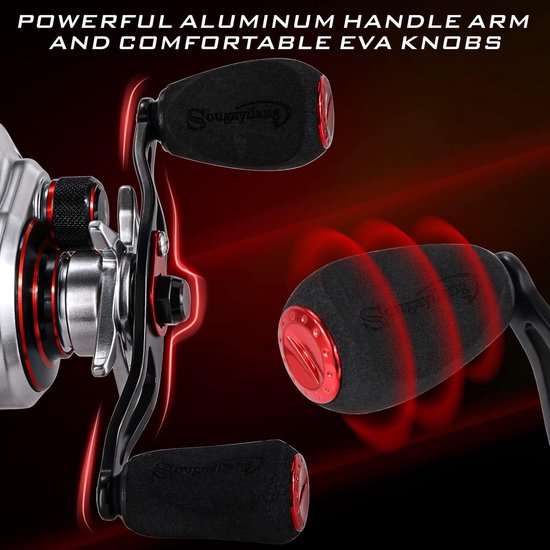 SnelShoppen - Baitcasting Reel 8.0:1 Hoge Snelheid Koolstofvezel Drag Haspel 18 lbs Magnetisch Remsysteem voor Zoutwater en Zoetwater Vissen van Snelshoppen — afbeelding 4