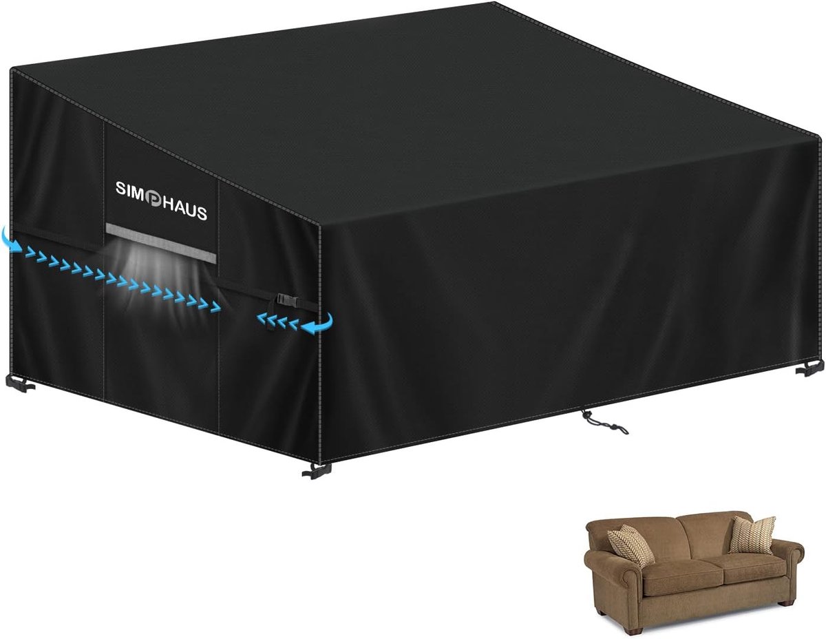 SnelShoppen - Tuinmeubelhoes 2-Zits Bank - Waterproof en Winterproof - 420D Oxford Stof - 155 x 85 x 81/61 cm - Bescherming tegen Weer, UV en Stof