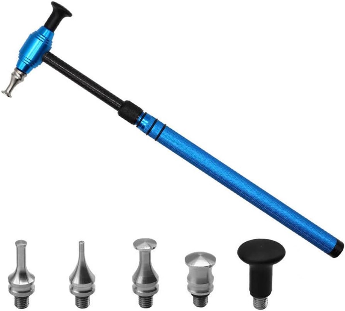 SnelShoppen - Car Dent Repair Tool Telescopic Aluminium Hammer met 5 Knock Down Heads - Paintless Dent Removal Kit voor Auto, Koelkast en Meer