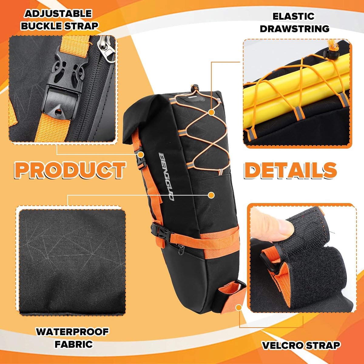 SnelShoppen - Bikepacking Saddle Bag 10L - 100% Waterdichte Fietstas - Super Sterke Grip voor Gravel- en Mountainbikes - Premium Leer en PVC