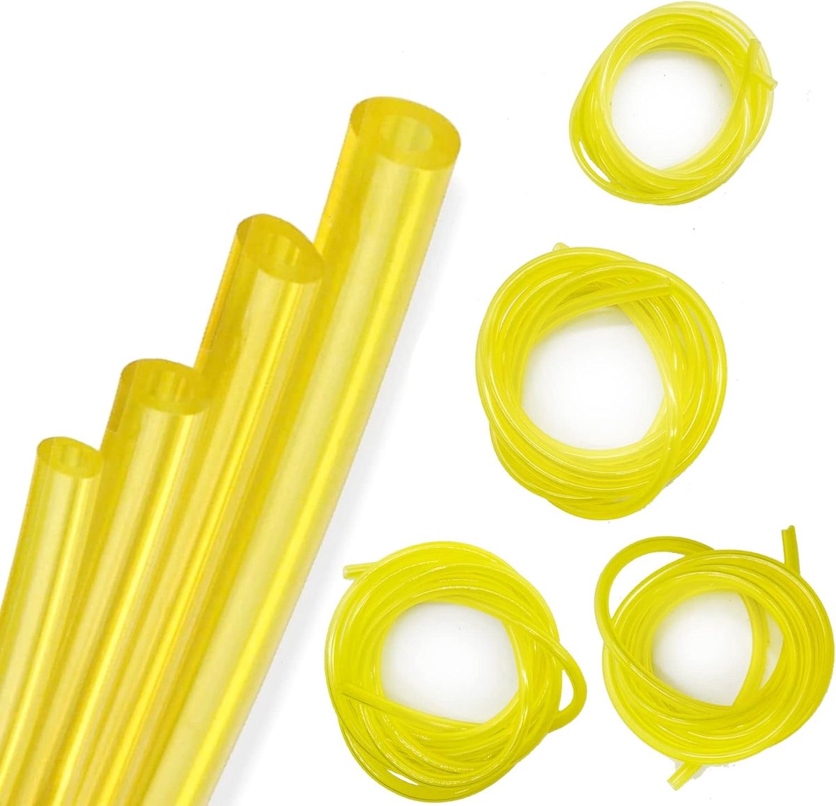 SnelShoppen - Pack van 4 Benzineslangen 1.5 m - Flexibele Brandstofslang 3x6mm, 3x5mm, 2.5x5mm, 2x3.5mm - Geschikt voor Blazer, Grastrimmer, Bosmaaier