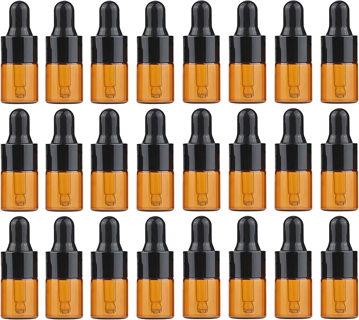 SnelShoppen - 24 Stuks Lege Mini Amber Glazen Flesjes met Druppelaar 2ml - Cosmetica, Essentiële Olie, Parfum Monsters - Perfect voor Opslag en Maken