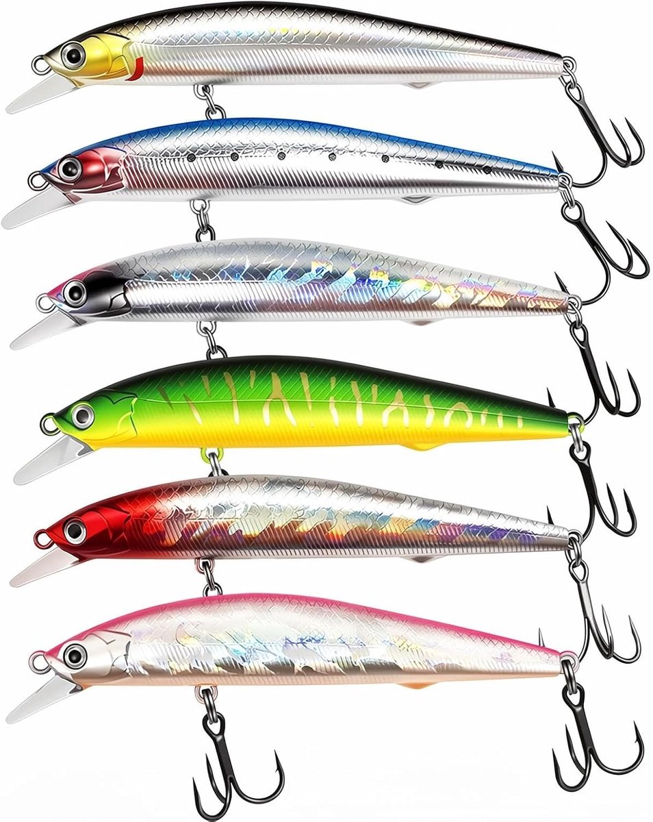 SnelShoppen - 6 stuks Wobbler Snoek, Snoekaas, Snoekbaars, Zander Dobbler Set voor Roofvis Vissen, Realistisch Ontwerp, Duurzaam ABS-Kunststof, Vangst
