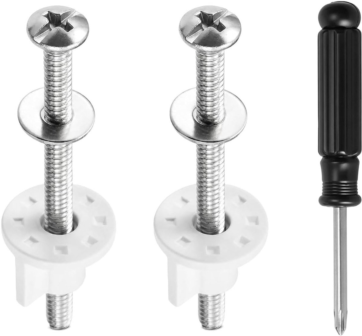 SnelShoppen - Toilet Seat Attachment Set - 80mm RVS Toilet Bril Bevestiging met 4mm Schroevendraaier - Geschikt voor 14-18mm Toiletdeksel